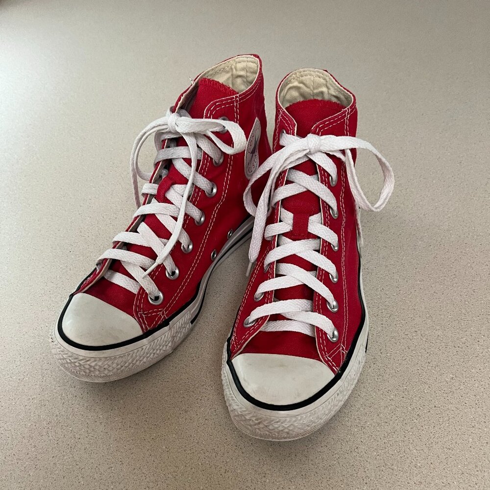 Converse high tops, red, size 7 1/2 women, 5 1/2 mens